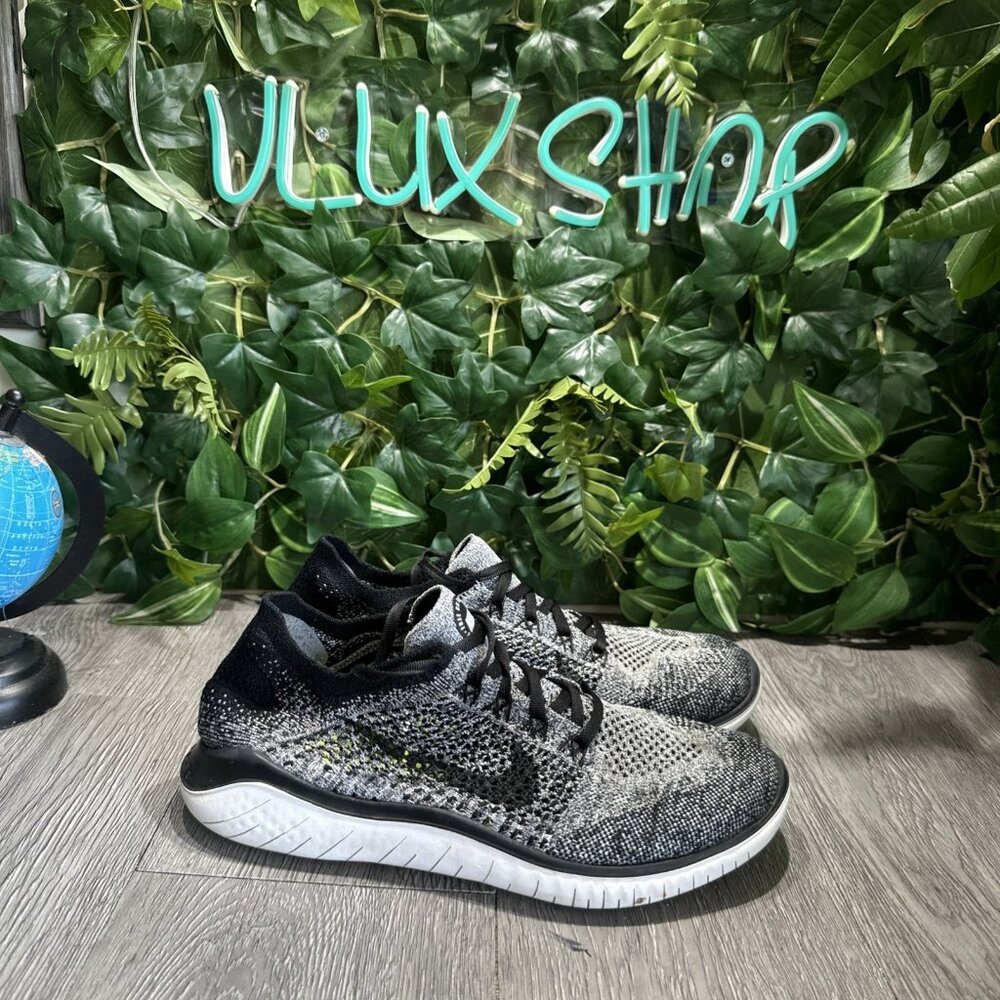 Nike Flyknit Men's Running Shoes 8.5 Free Run 942838-101 Oreo Black Gray